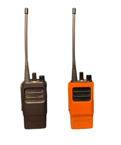 Silicone Carry Case for Motorola CP100D | Black & Orange Protective Radio Cover
